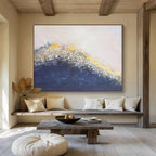 Golden Sparkle Wave Abstract Painting for Elegant Living Rooms YHT270