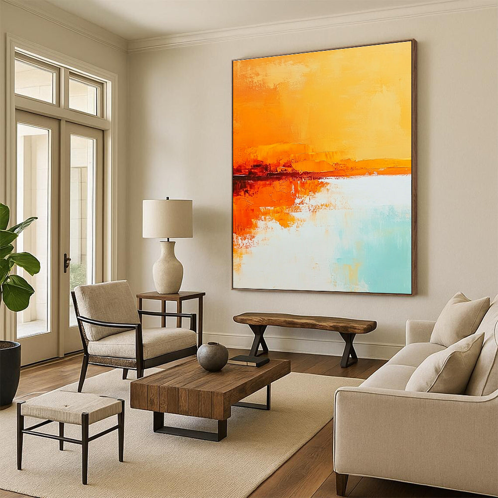 Orange Reflection Abstract - Vibrant Landscape Art GAB0550