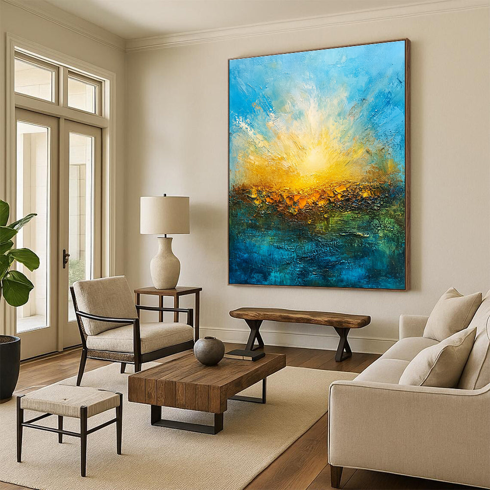 Radiant Sunrise - Impasto Landscape Abstract Painting GAB0631