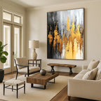 Gray Gold Abstract Painting with Luxe Drama WINK696