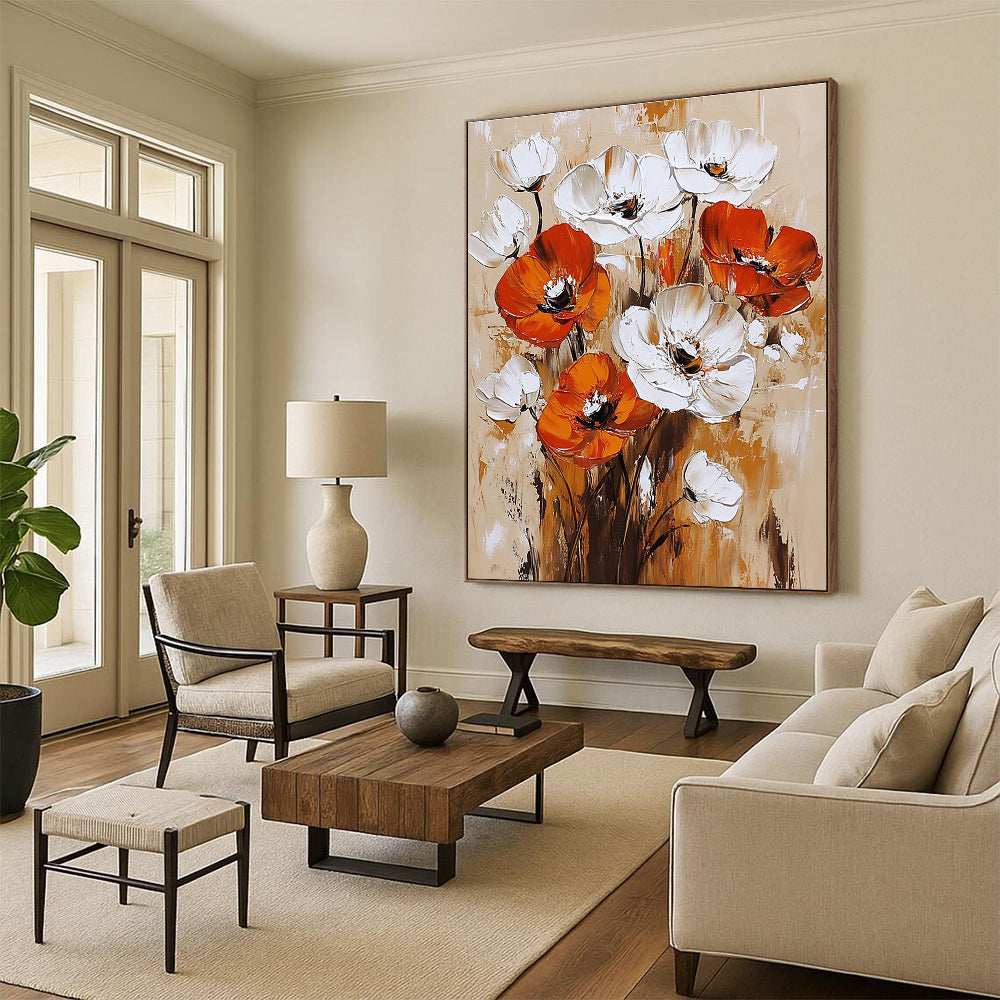 Bold Poppy Blossoms Expressive Floral Abstract Painting GAB0279