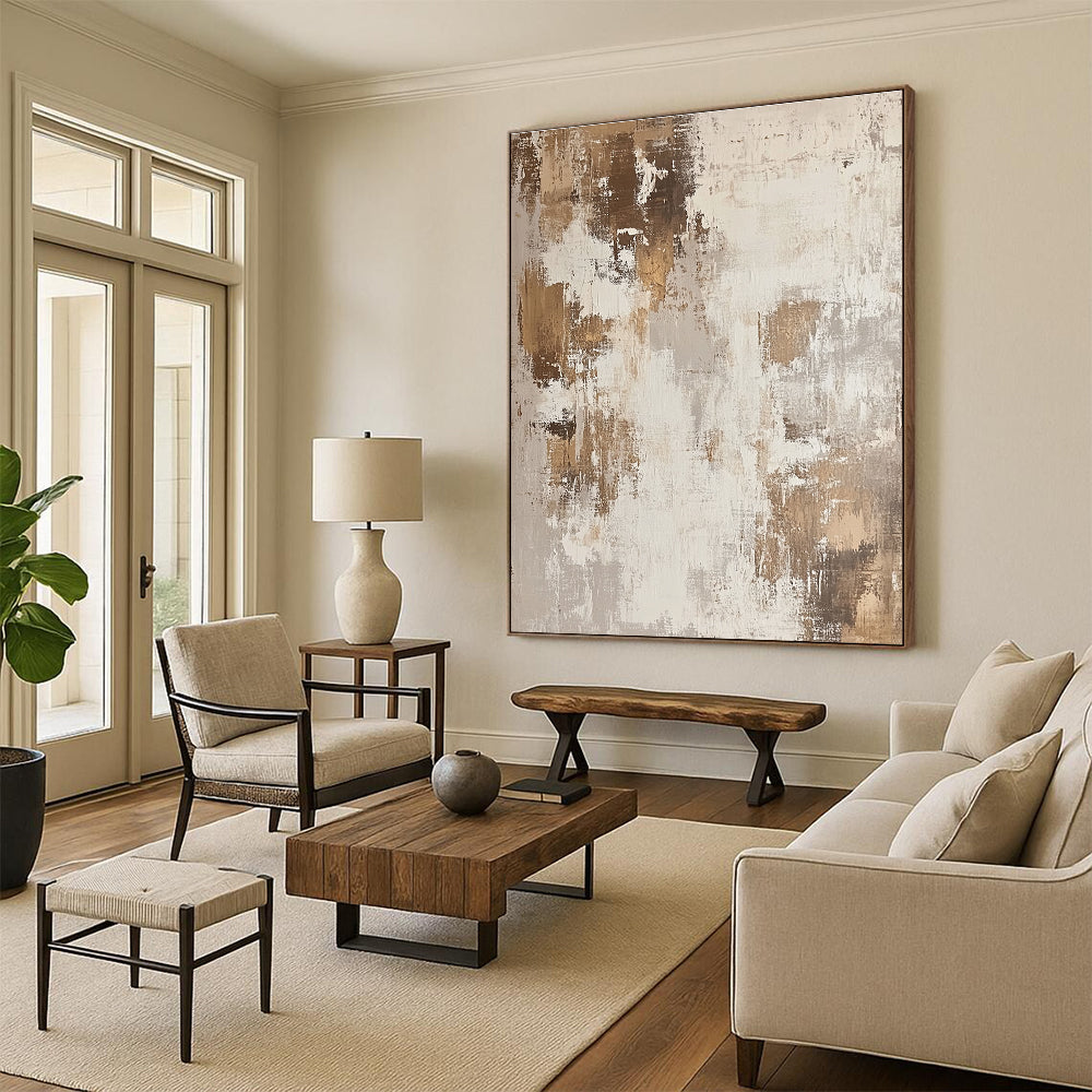 Neutral and Gold Abstract Painting with Subtle Opulence WINK126