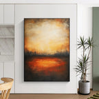 Sunset Field Abstract - Warm Landscape Artwork GAB0543