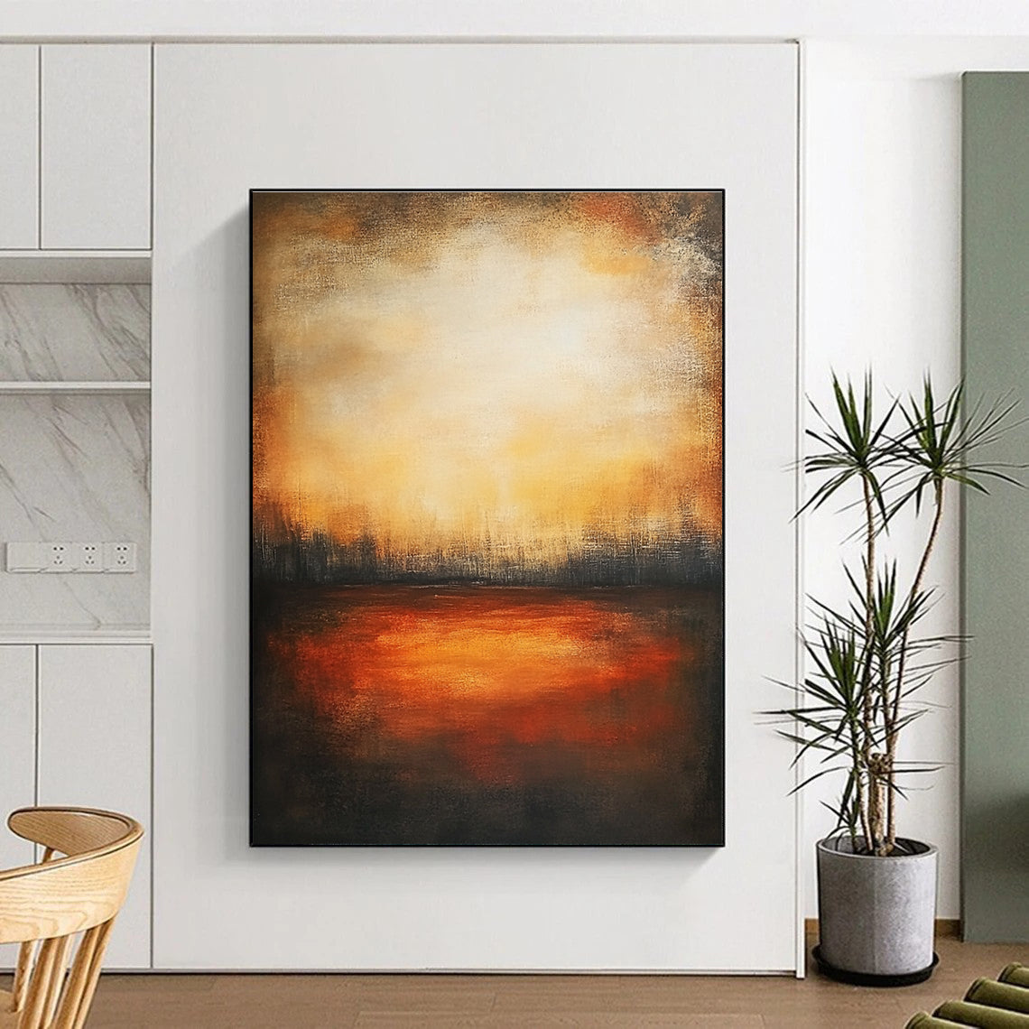 Sunset Field Abstract - Warm Landscape Artwork GAB0543