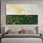 Yellow Splatter on Grid  Energetic Abstraction ABS062