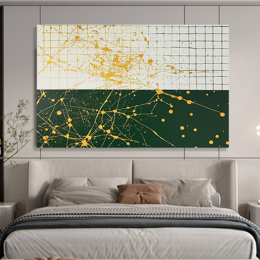 Yellow Splatter on Grid  Energetic Abstraction ABS062