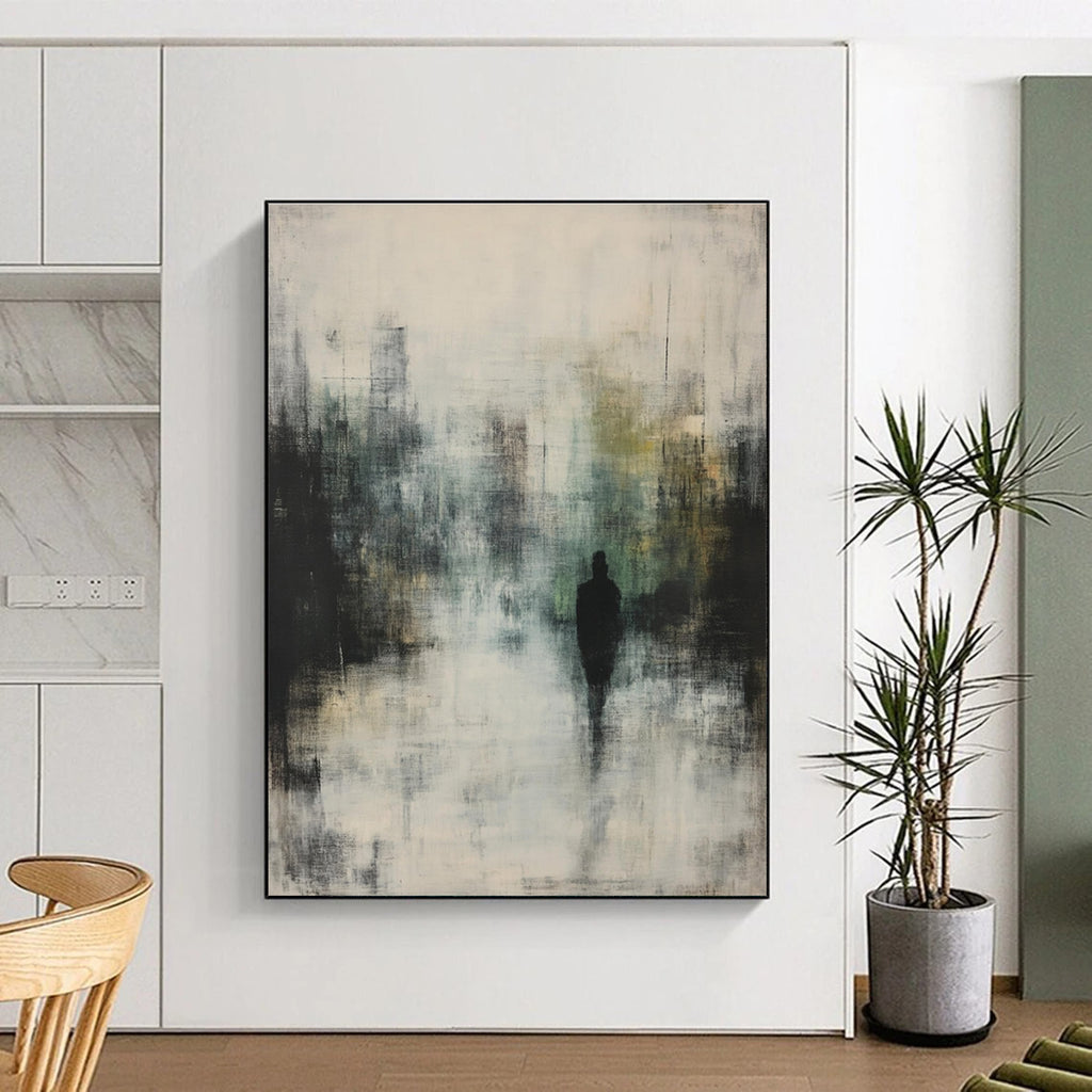 Silhouette in the Mist Abstract Painting for Thoughtful Studies GAB1082