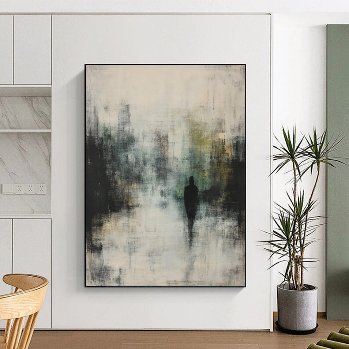 Silhouette in the Mist Abstract Painting for Thoughtful Studies GAB1082