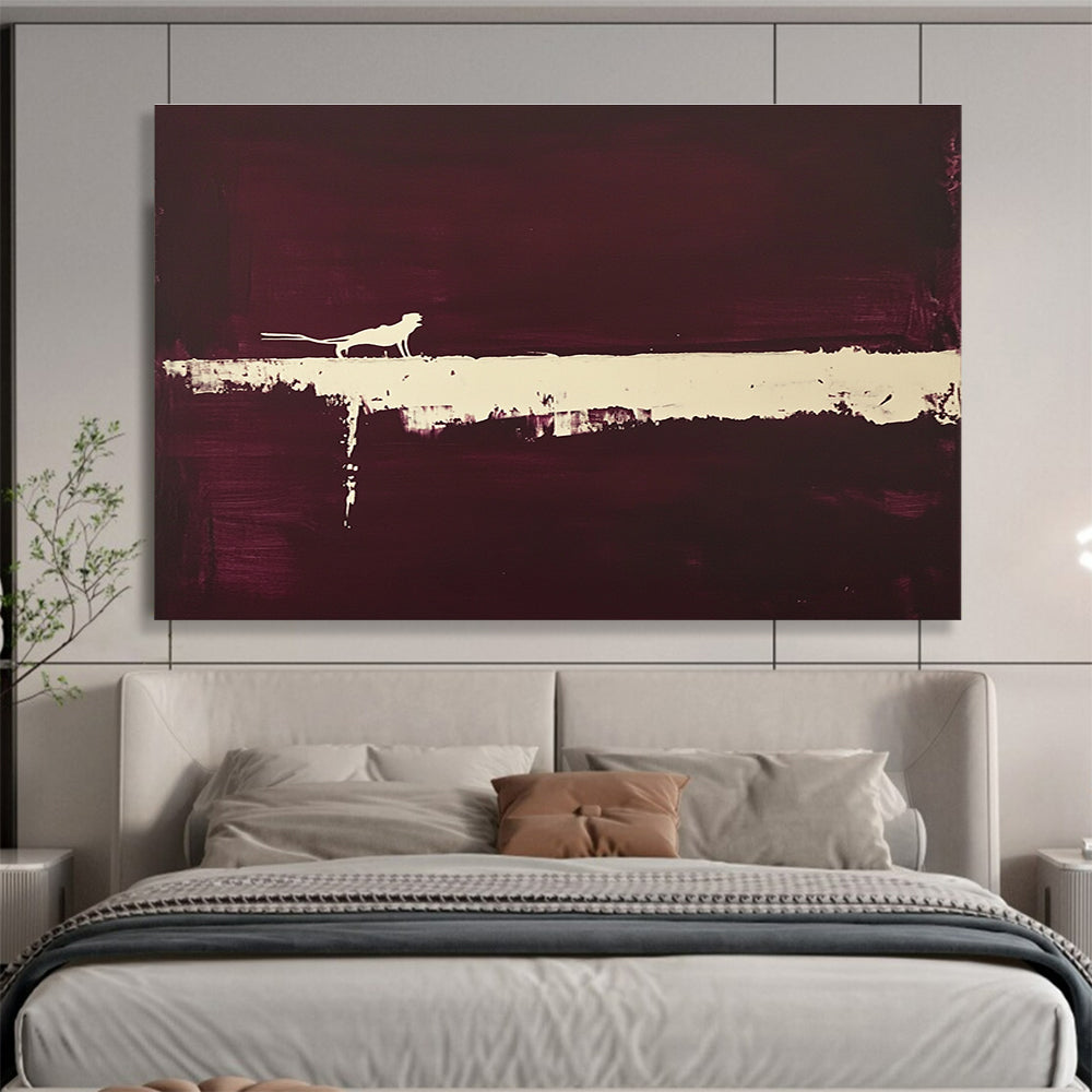 Silhouette on Purple Abstract Painting with a Mysterious Vibe ABS254