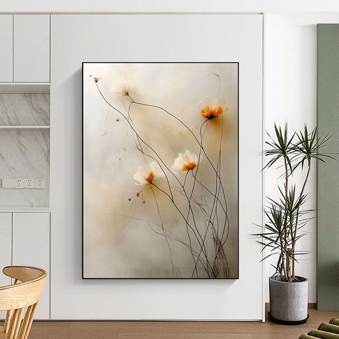 Delicate Flower Stems - Minimalist Botanical Abstract Art GAB0497