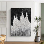 White Powder Trees Whimsical Abstract Painting for Cozy Corners GAB1536