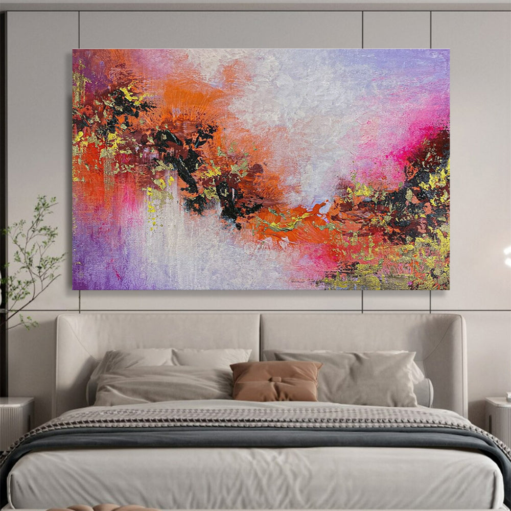 Purple and Orange Abstract Painting for Bohemian - Styled Cafes YHT366