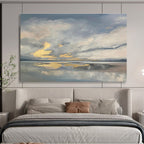Cloudy Sea Reflection Abstract Painting for Tranquil Bedroom Retreats YHT255