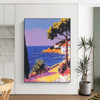 Coastal Path with Houses - Bold Colorist Seascape Art GAB0389