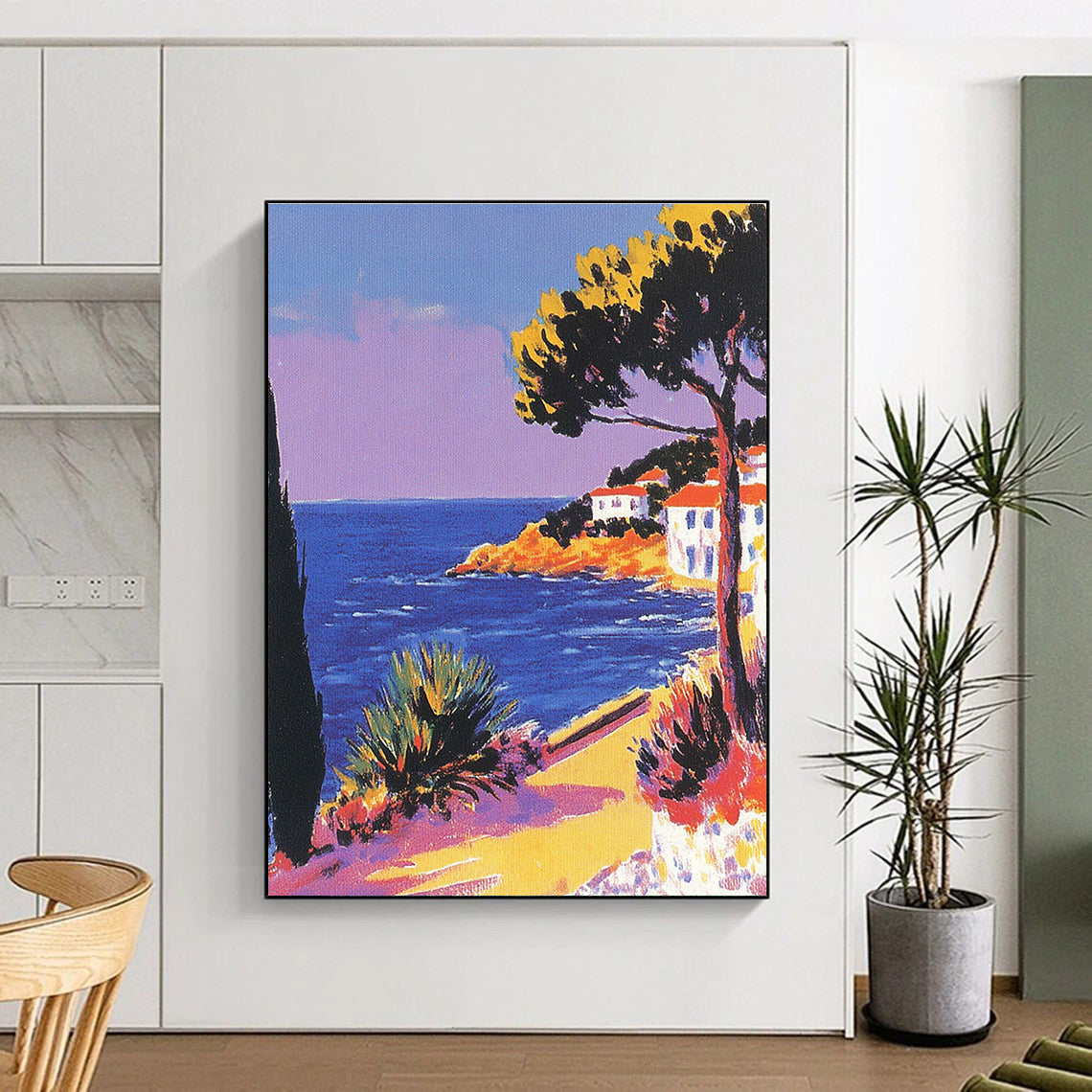 Coastal Path with Houses - Bold Colorist Seascape Art GAB0389
