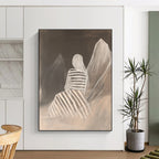 Figure Between Mountains Mysterious Abstract Painting for Thoughtful Spaces GAB1521