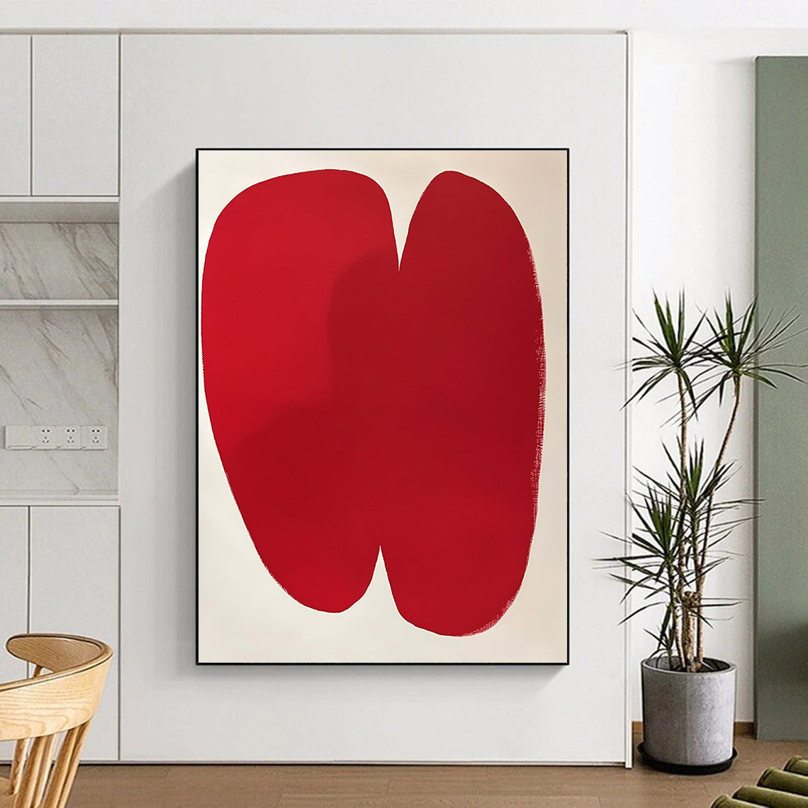 Bold Red Organic Shape Abstract Painting with Striking Simplicity WINK262