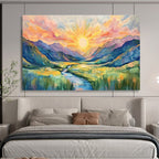 Sunrise Mountain Abstract Painting for Adventure - Lover Offices YHT416