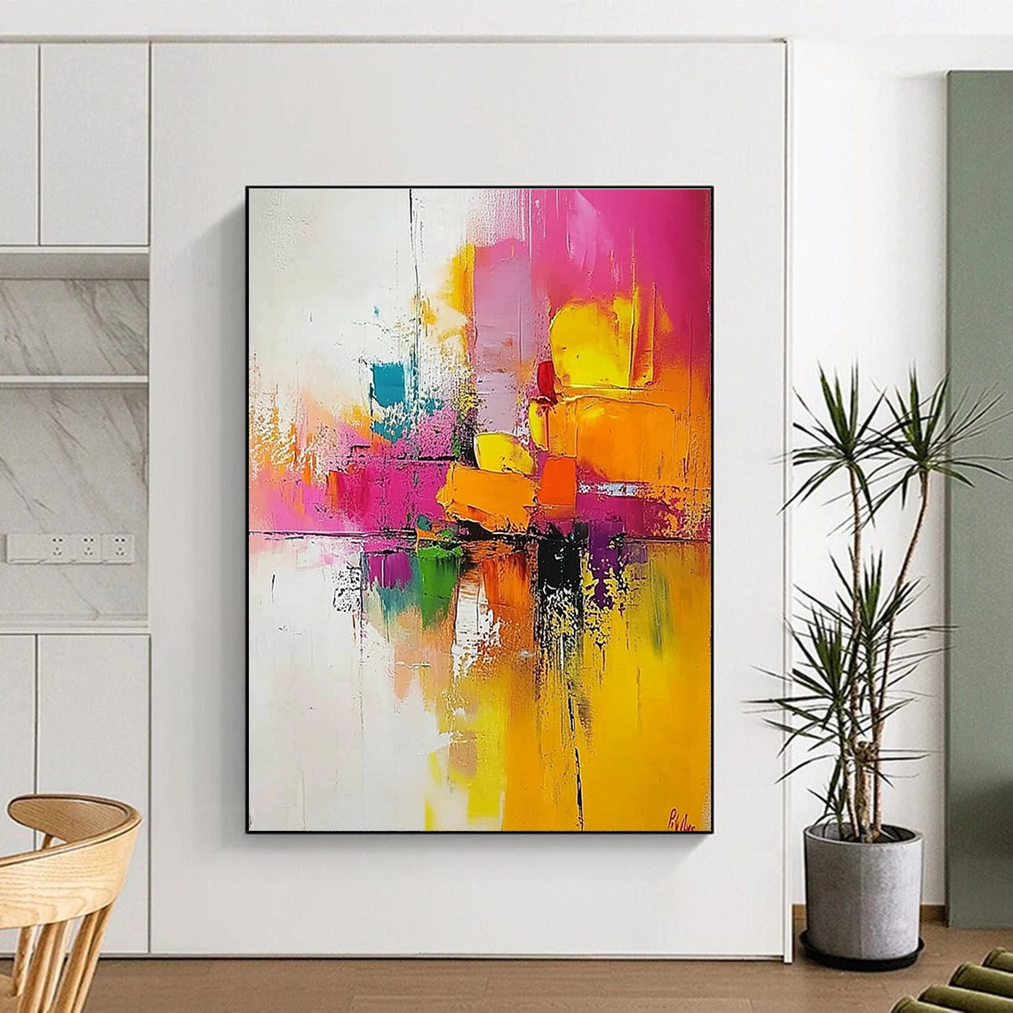 Colorful Geometric Reflection Abstract Painting for Trendy Cafes GAB0874