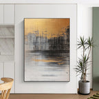 Golden Horizon Abstract - Mystical Landscape Abstract Art GAB0482