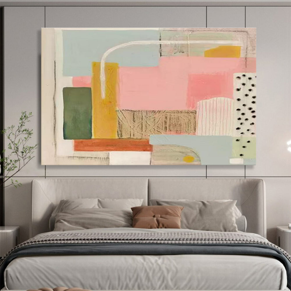 Pastel Geometric Abstract Painting for Creative Workspaces YHT204