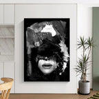 Evocative Black - White Abstract Portrait Painting for Contemporary Galleries HENG232
