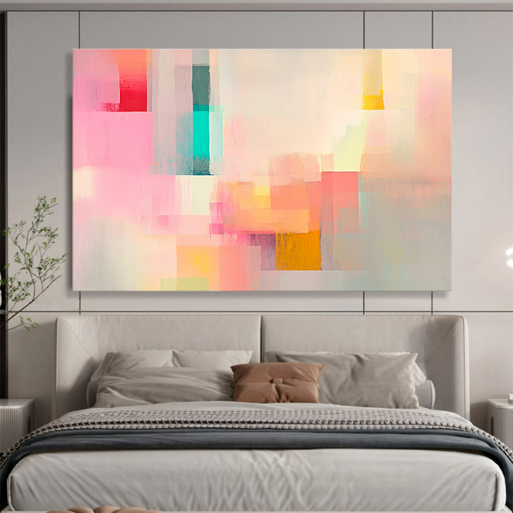 Pastel Color Block Abstract Painting with Soft, Harmonious Beauty ABS460