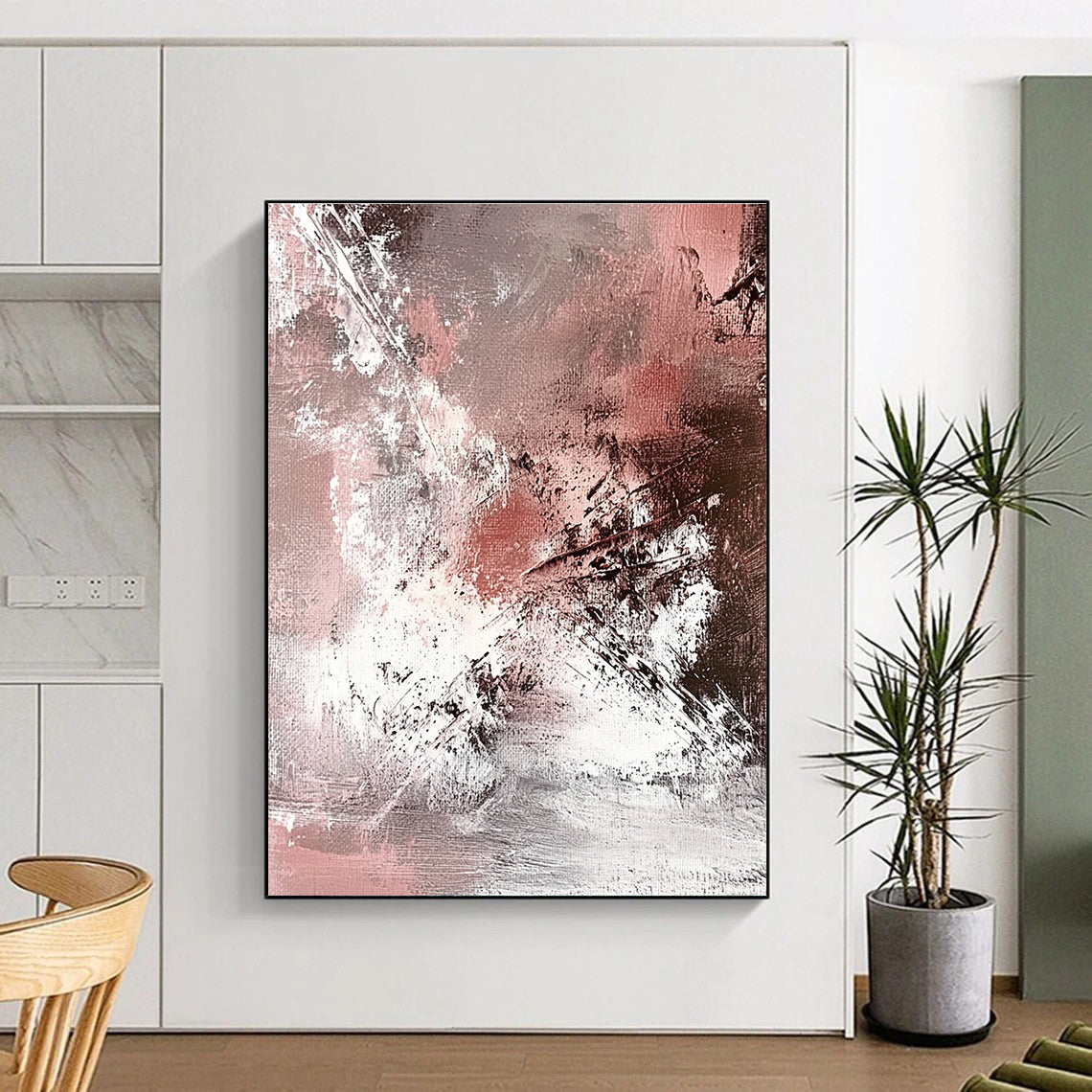 Pink Gray Black Abstract Painting with Subtle Drama WINK540