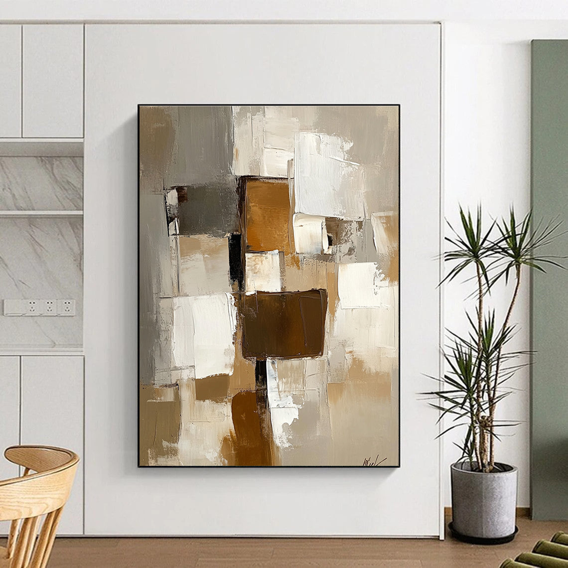 Geometric Abstract Blocks Painting with Structured Simplicity WINK337