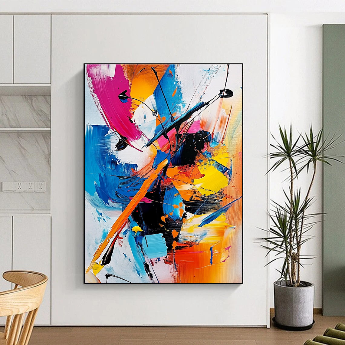 Colorful Dynamic Abstract Painting with Vivid Brushstrokes WINK640