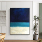 Dark Beach Scene Abstract Painting for Nautical - Themed Studies GAB1301