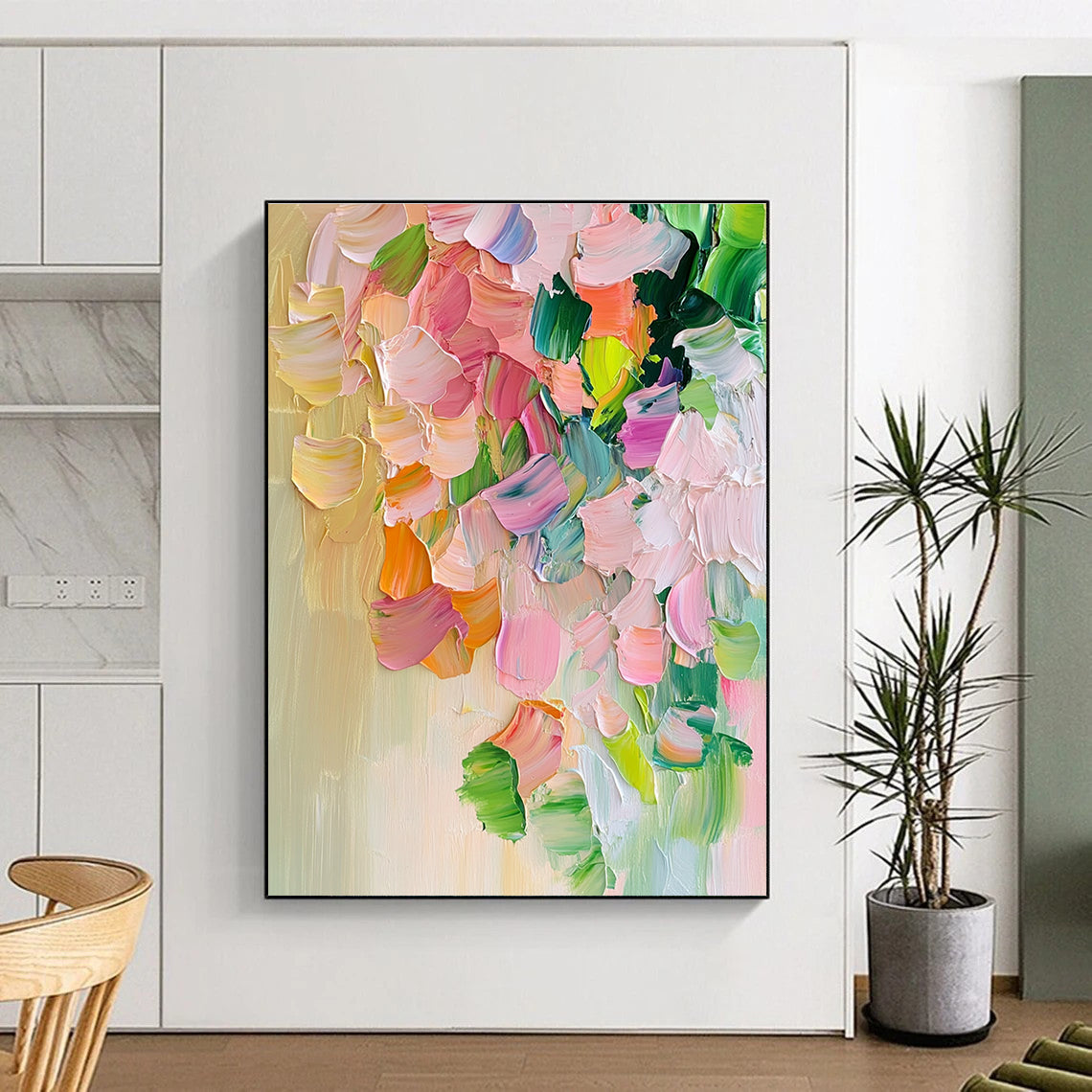 Textured Floral Abstract Painting for Bohemian - Styled Cafes GAB1163