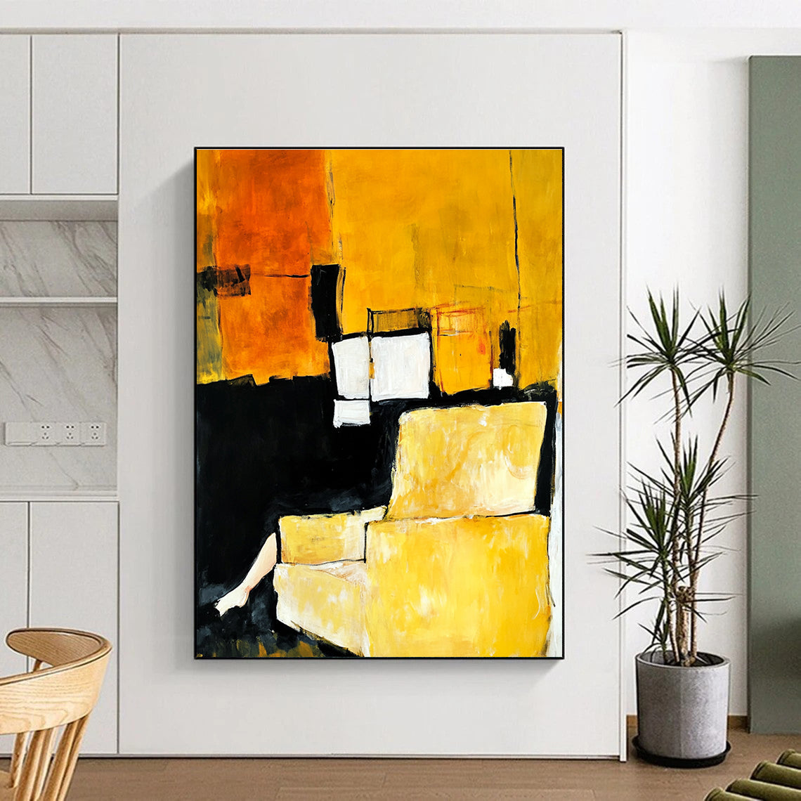Yellow Armchair Abstract Painting for Modern Living Room Corners GAB1180