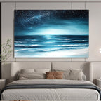 Starry Night Ocean View Painting with Serene Dreamy Ambiance ABS554