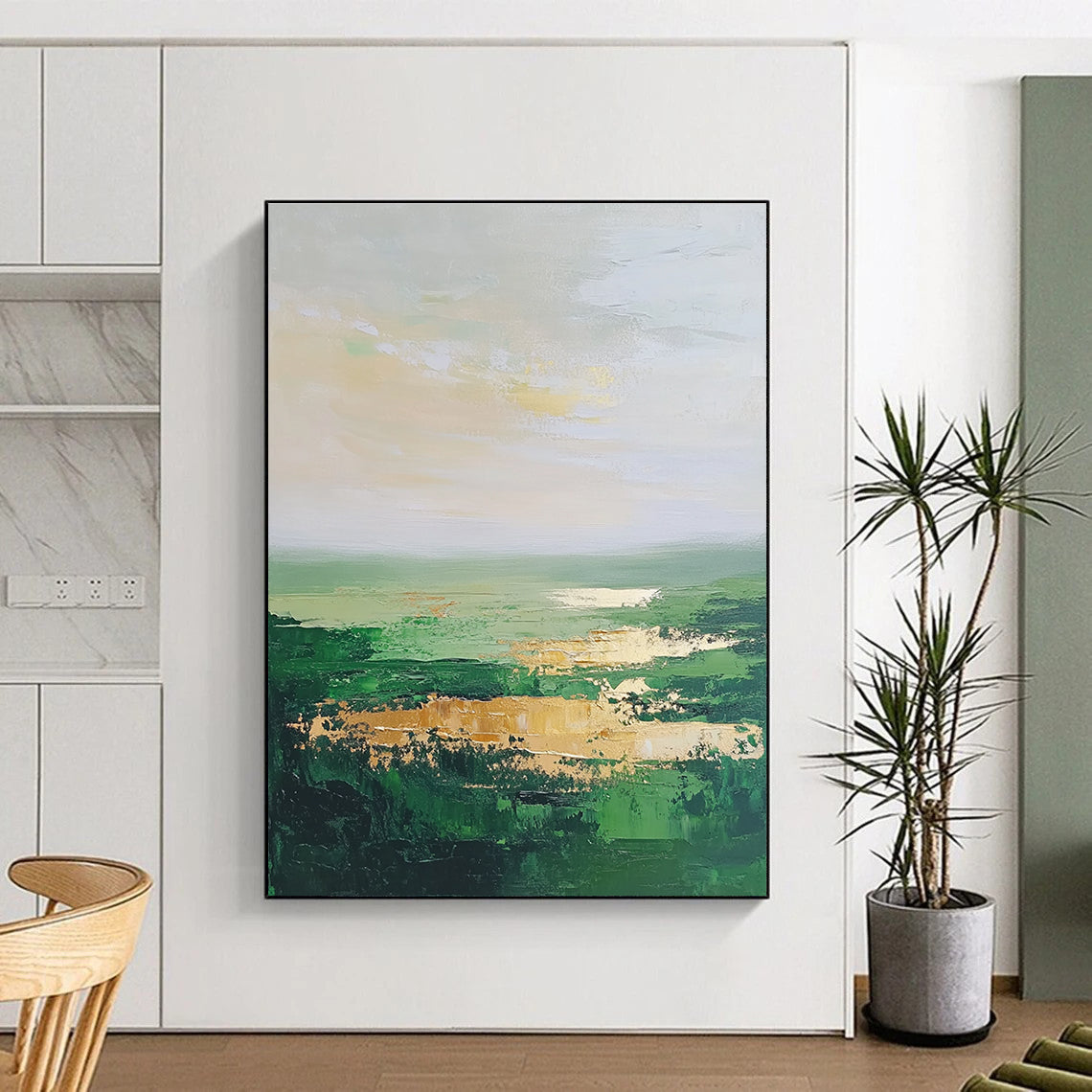 Green Horizon Abstract Painting for Nature - Lover’s Cafes GAB1304