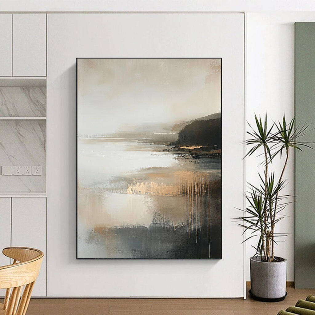Misty Coastal Abstract Painting for Serene - Styled Bedrooms GAB1061