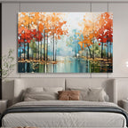 Scenic Autumn Forest Abstract Painting for Wellness Retreats YHT164