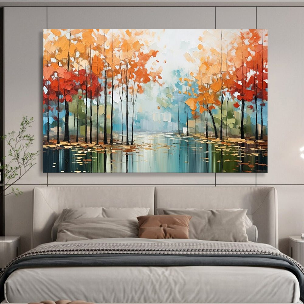 Scenic Autumn Forest Abstract Painting for Wellness Retreats YHT164