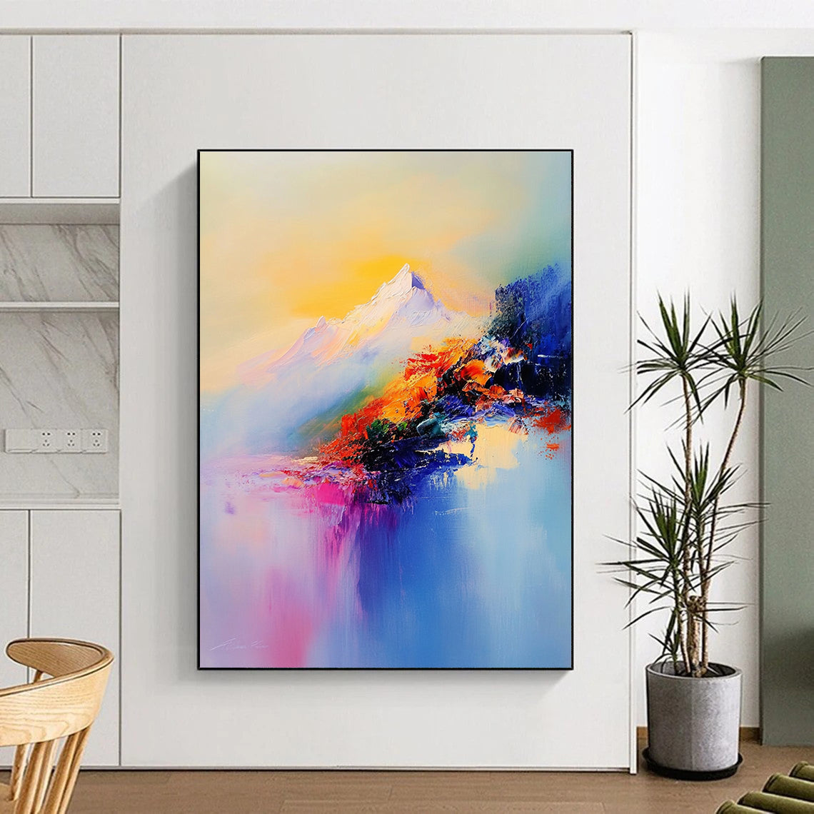 Colorful Mountain Abstract Painting for Adventure - Themed Cafes GAB0783