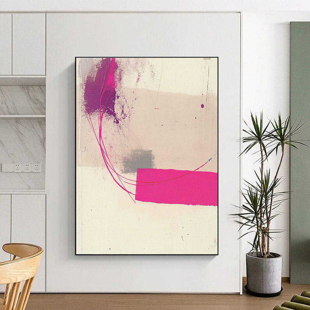 Pink and Purple Strokes Expressive Abstract Painting GAB0340