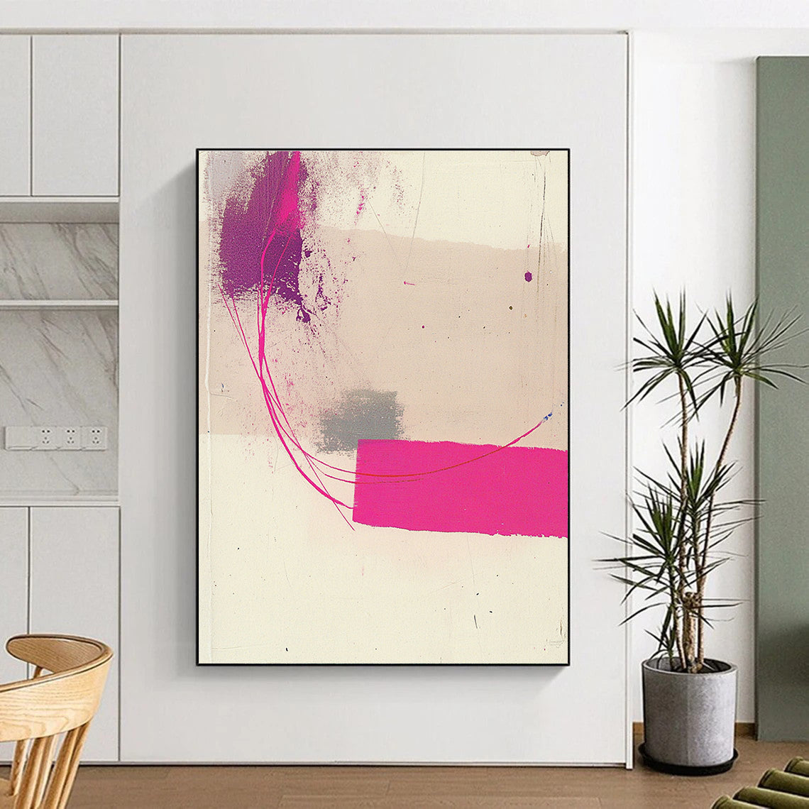 Pink and Purple Strokes Expressive Abstract Painting GAB0340