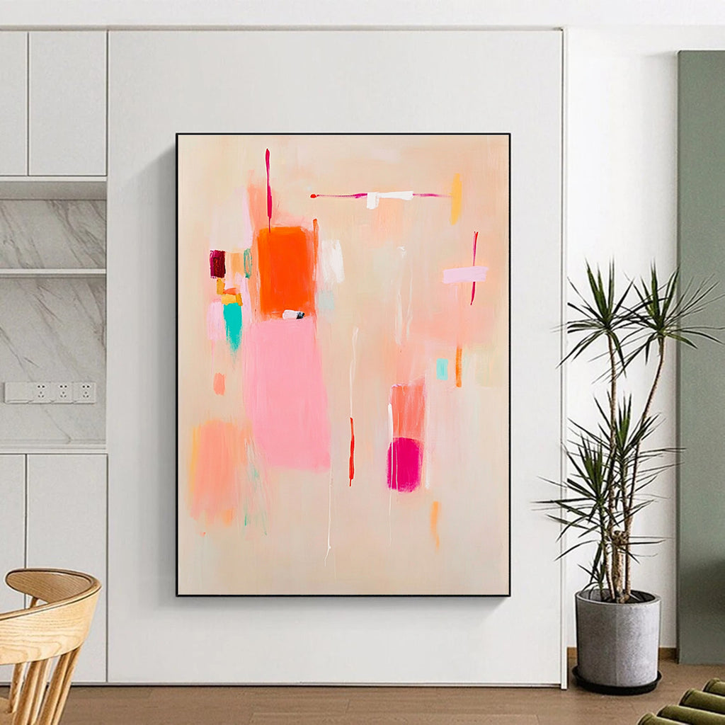 Pastel Color Block Abstract Painting for Charming - Styled Cafes GAB1096