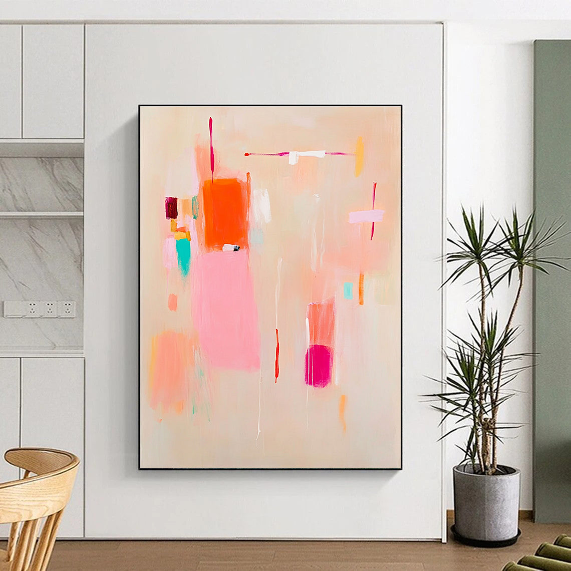 Pastel Color Block Abstract Painting for Charming - Styled Cafes GAB1096