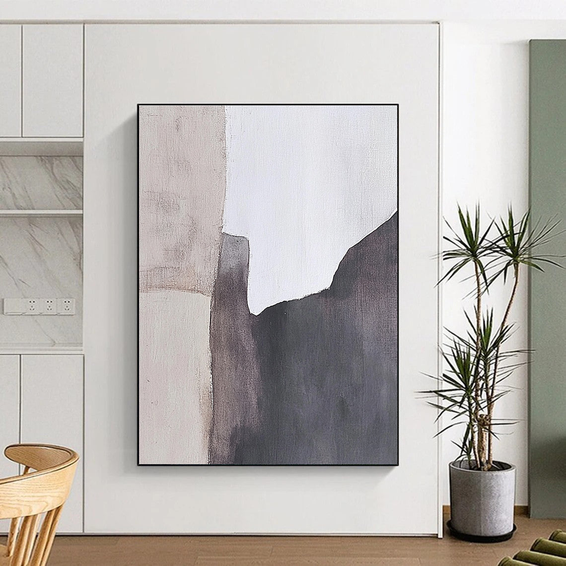 Gray and White Abstract Blocks Abstract Painting for Scandinavian - Style Home Offices GAB1369