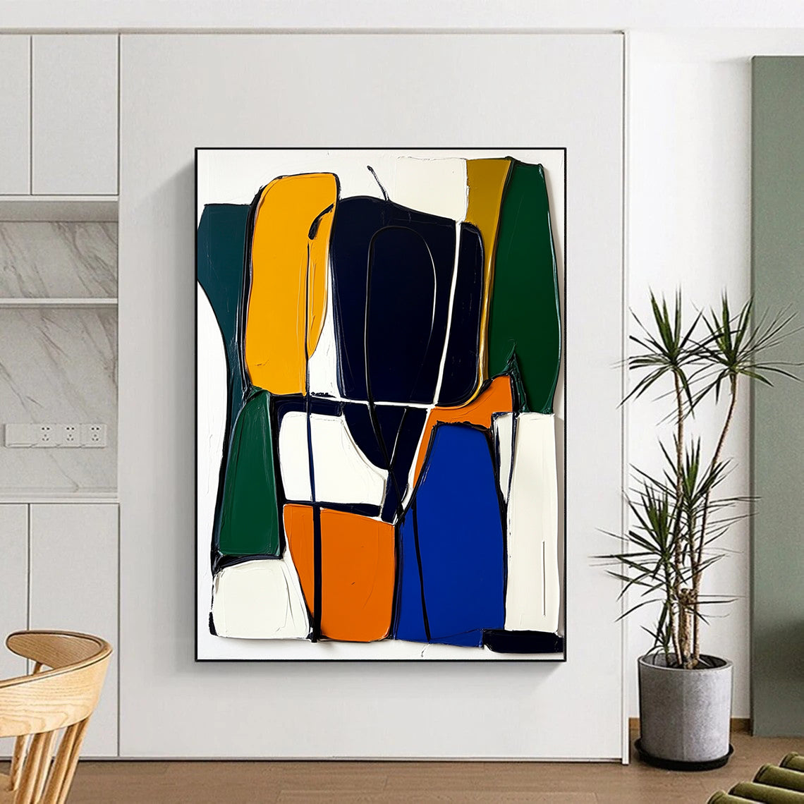 Colorful Geometric Abstract Painting with Textured Layers WINK613