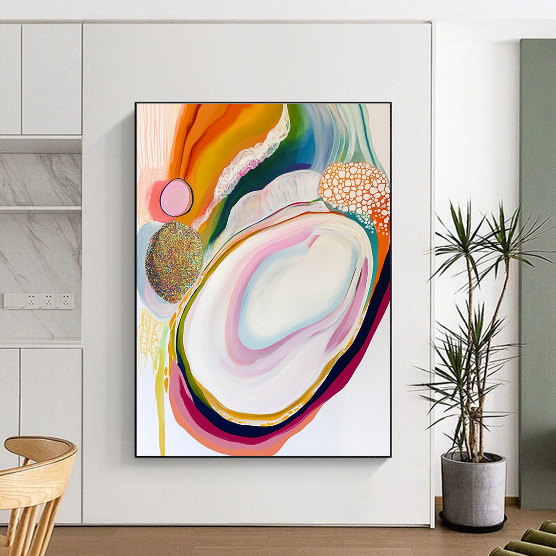 Colorful Abstract Agate Painting for Trendy Boutiques GAB1135