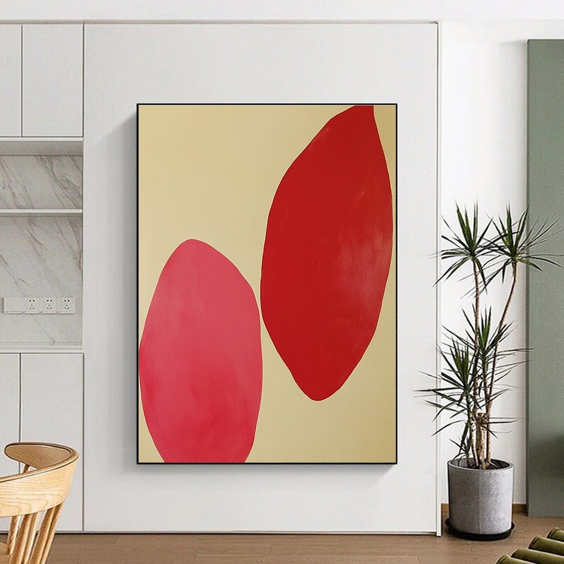 Red - Pink Abstract Painting with Minimalist Elegance WINK538