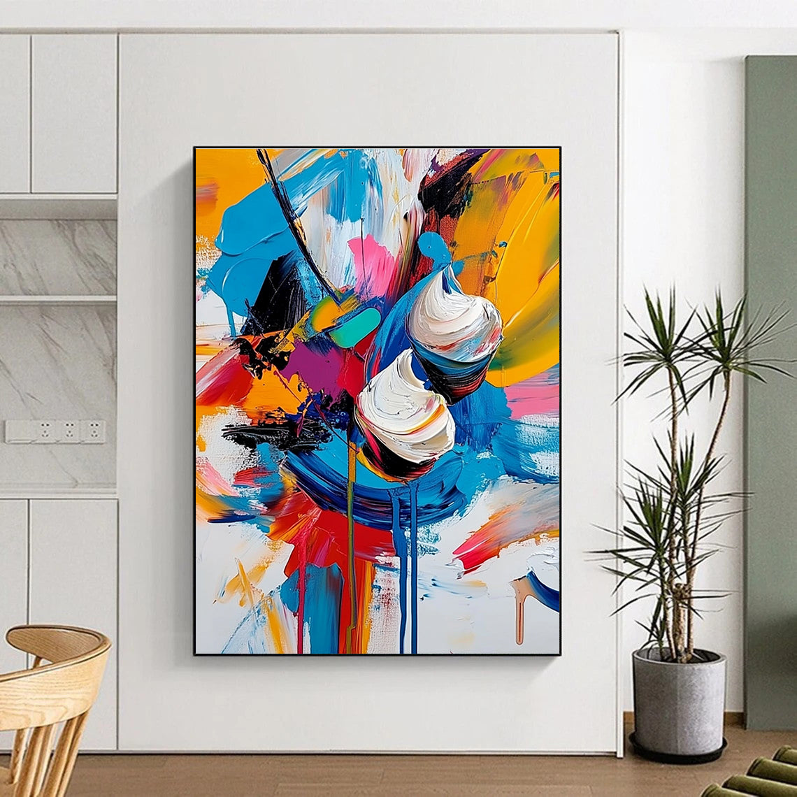 Colorful Abstract Blooms Painting for Vibrant Kitchens GAB0757