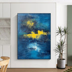 Blue - Yellow Abstract Night Painting with Mysterious Warmth WINK394