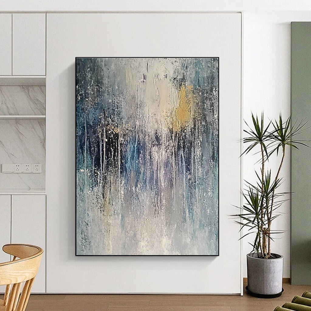 Textured Gray and Gold Abstract Painting for Sophisticated Offices GAB1084